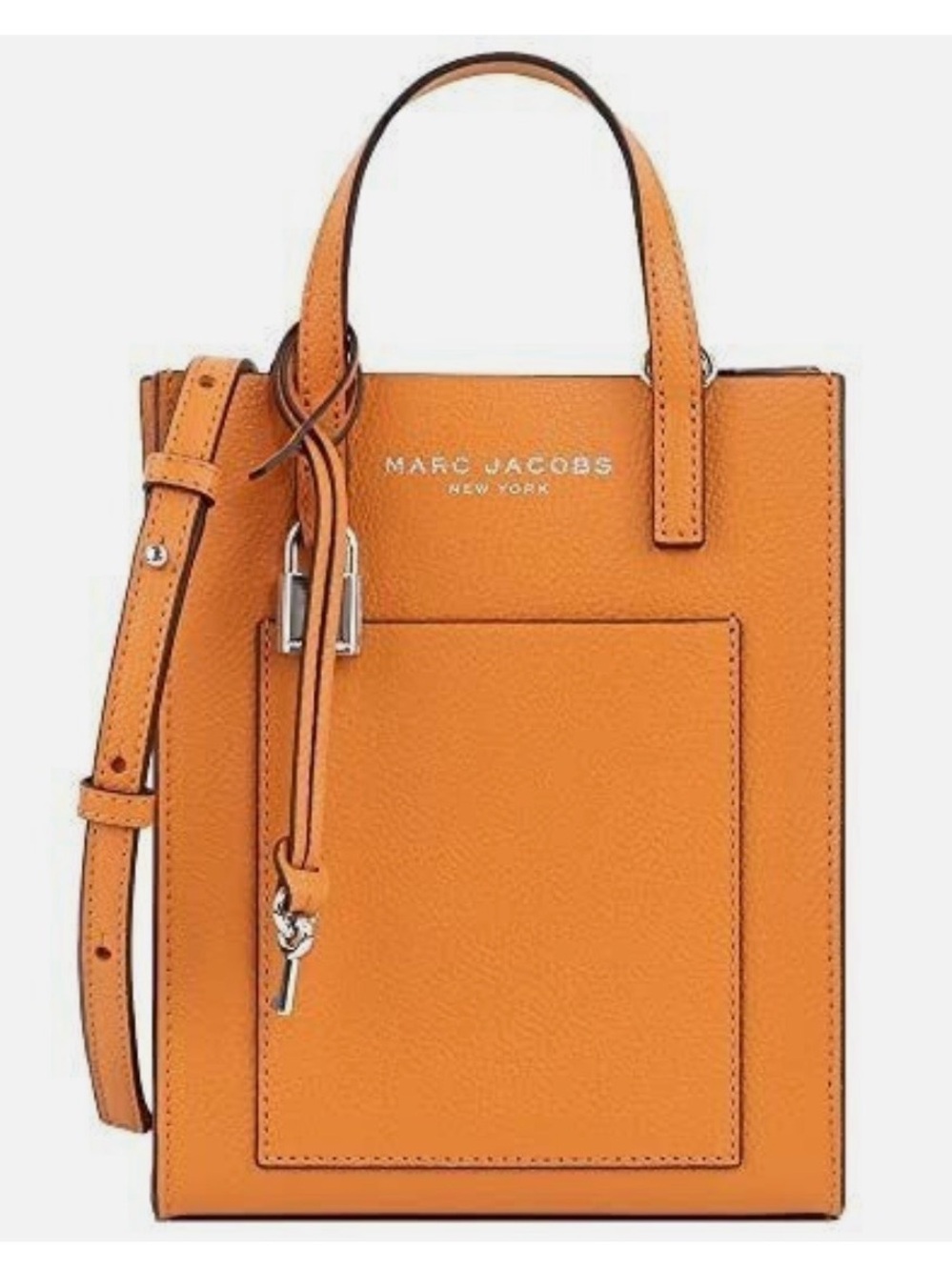 Marc Jacobs Orange Pebbled Leather Mini Tote with Strap